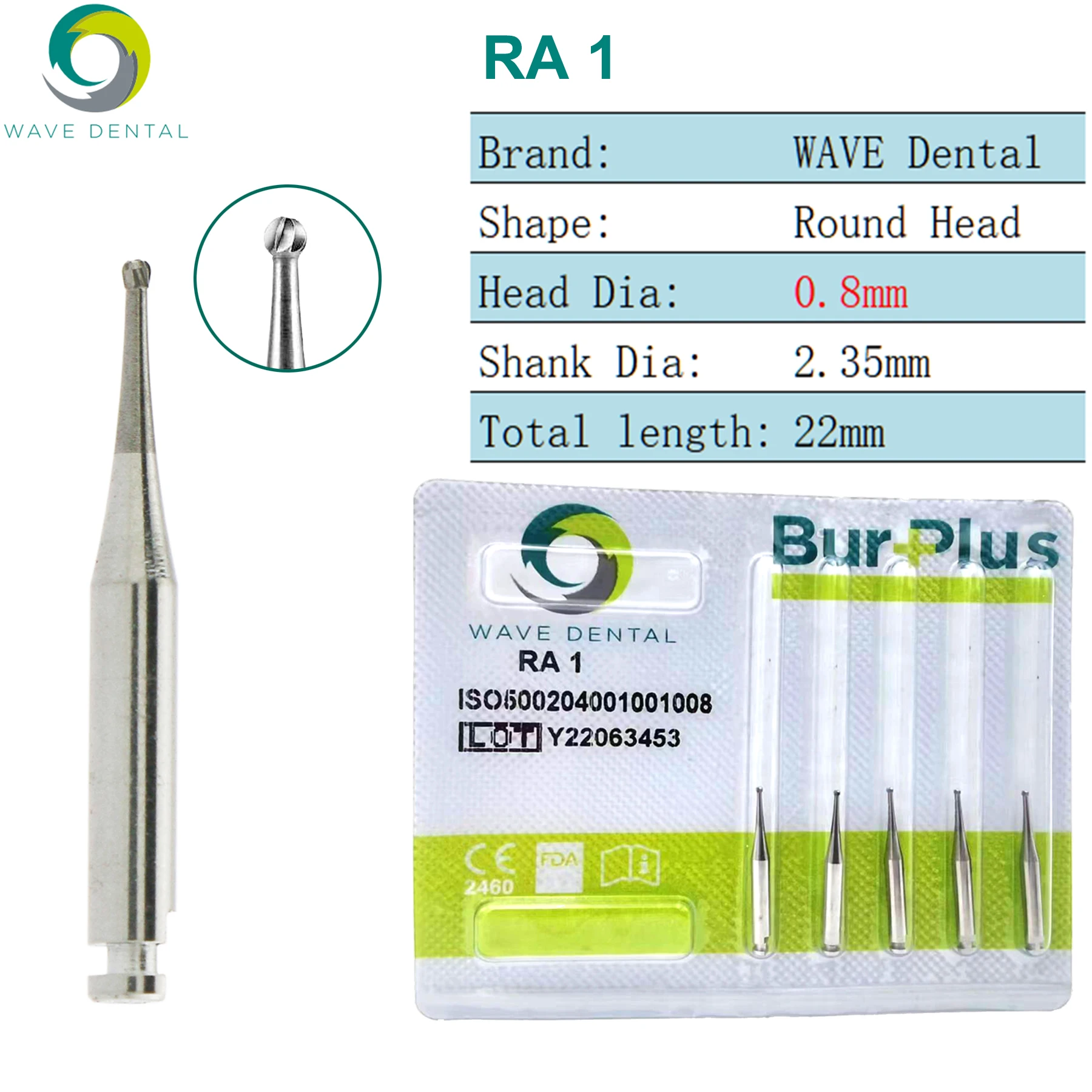 WAVE Tandheelkundige Burs Wolfraamcarbide Lage Snelheid Bur Tandheelkundige Aardbeien RA Ronde Bal Hoofd Tandheelkunde Boor Voor Tandarts 5 stks/pak - afbeelding 1
