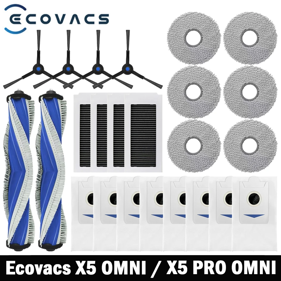 

Ecovacs X5 OMNI / X5 PRO OMNI Robot Vaccum Replacement Parts Dust Bag Main Side Brush Filter Mop Accessories