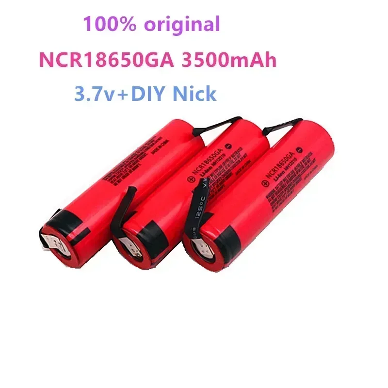 4pcs 100% Original NCR 18650GA 30A discharge 3.7V 3500mAh 18650 rechargeable battery toy flashlight lithium battery + DIY Nickel