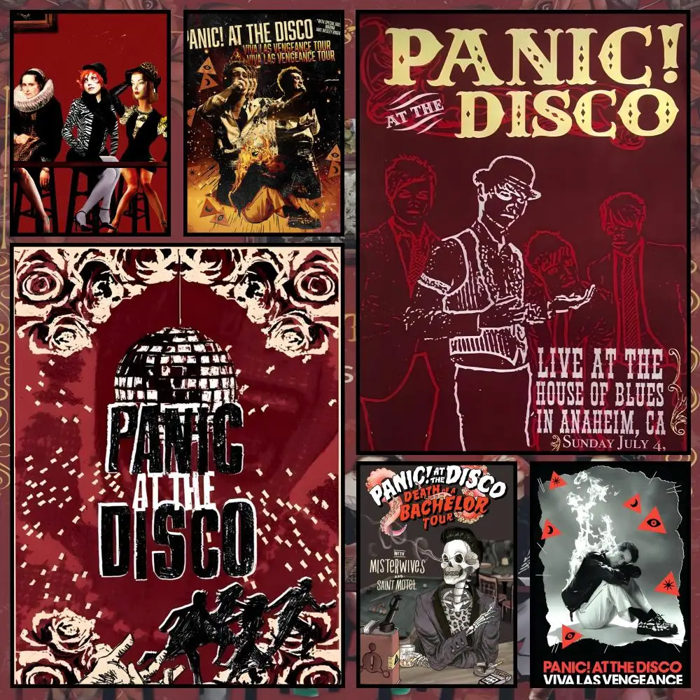 Band P-Panic! at the Disco Poster Waterproof PVC Wall Poster, Peel-and-Stick HD Art for Living Room, Bedroom and Shop