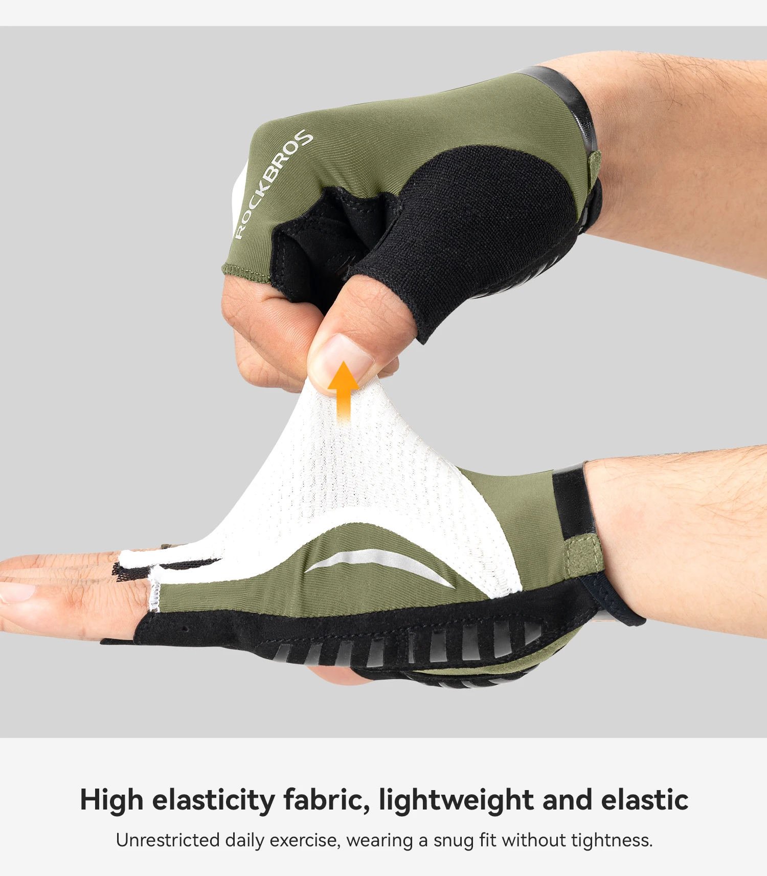 ROCKBROS Fahrradhandschuhe für Männer und Frauen, Sommer, atmungsaktiv, halbe Finger, rutschfest, SBR, stoßfest, photochromatische Fahrradhandschuhe – Detail 8