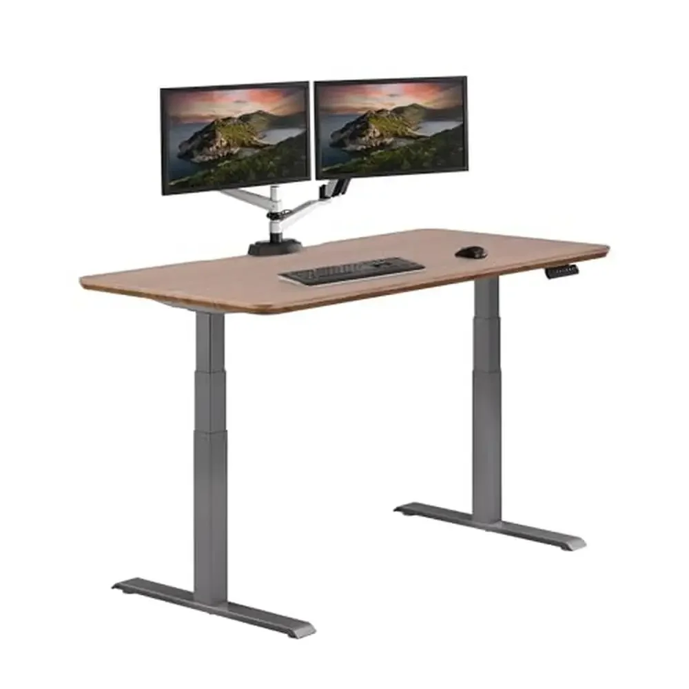 Electric Standing Desk Adjustable Height Dual Motor Home Office Gaming Setup Silent Operation T-Style Legs 60x30 Desk Memo