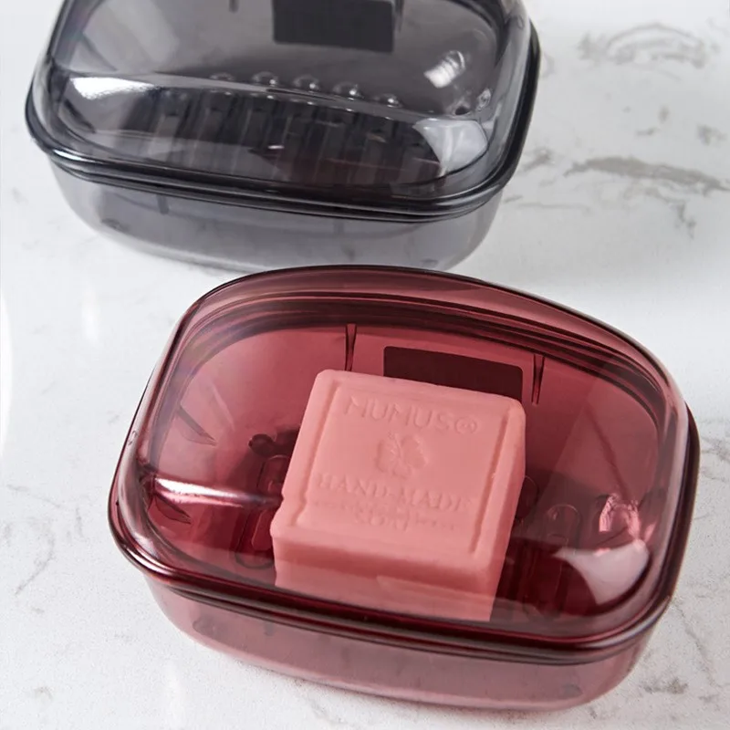 PCDG Material High Quality Soap Storage Box Dish Bathroom Accessories Soap Box Case Holder with Cover Lid Water Leaking Design