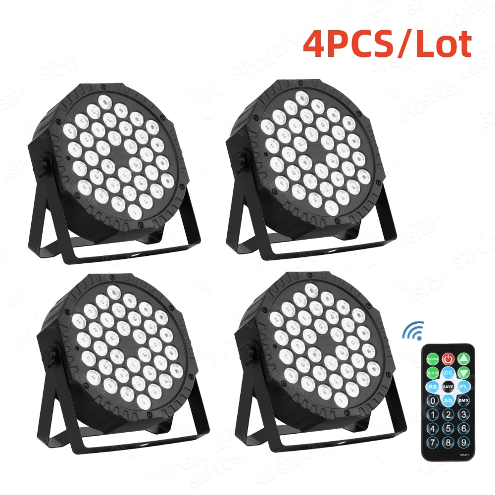 

4pcs/Lot Stage Full Color Light Remote Control RGBW LED Wash 36W Flat Par Light DMX512 Control For DJ Disco Home Party Christmas