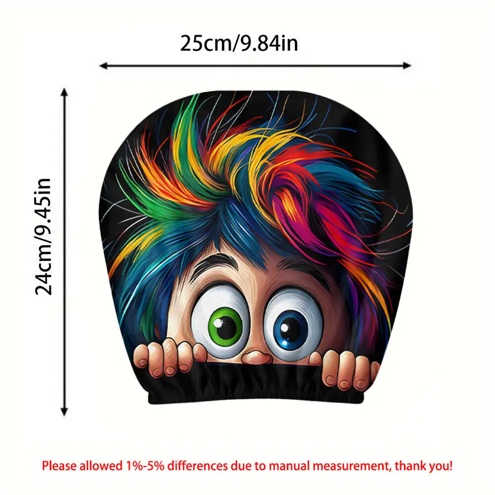 1 Stück Cartoon-Kinder-Autokopfstützenbezug, Buntes Design mit Wispigem Haar, 2D-Druck, Elastisch, Universelle Passform – Detail 9