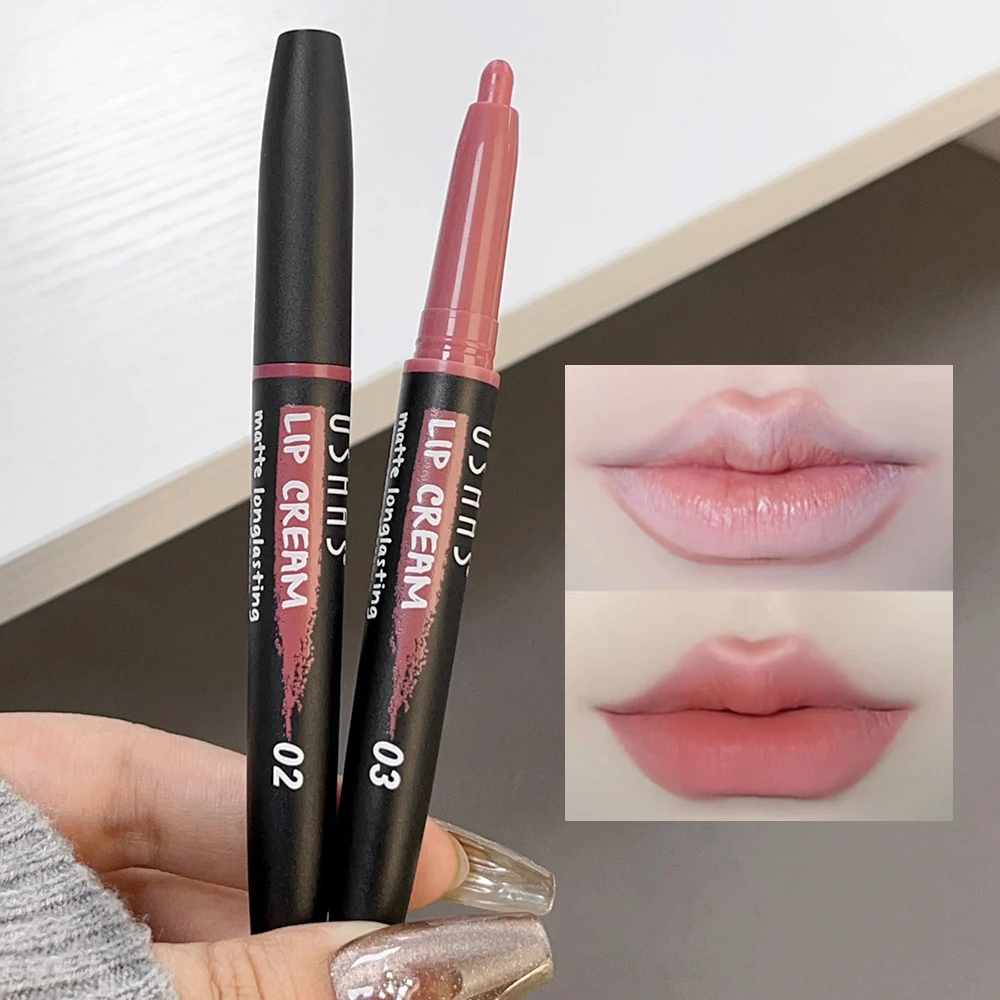 Lápiz labial de larga duración para mujer, delineador de labios de color marrón Nude, resistente al agua, contorno 3D, tinte de labios de alto pigmento, maquillaje