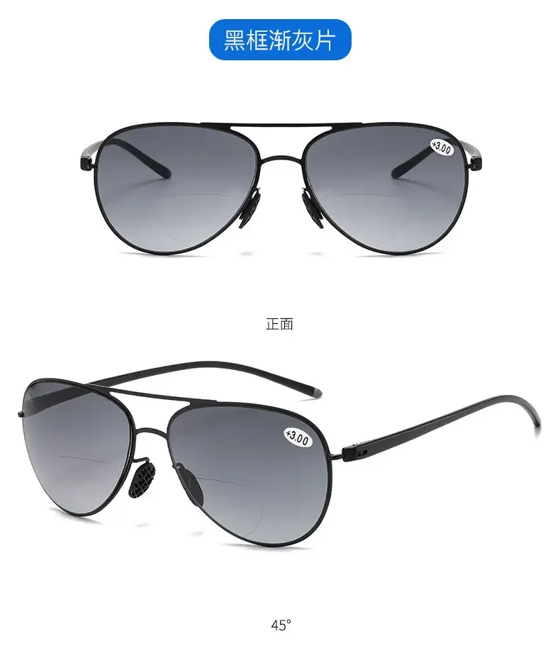 Bifokale Lesebrille Männer Mode Doppel Brücke Sonnenbrille Männlich Aussehen Weit und Nah Anti Glare Hyperopie Brillen +1,0 Bis +4,0 – Detail 16
