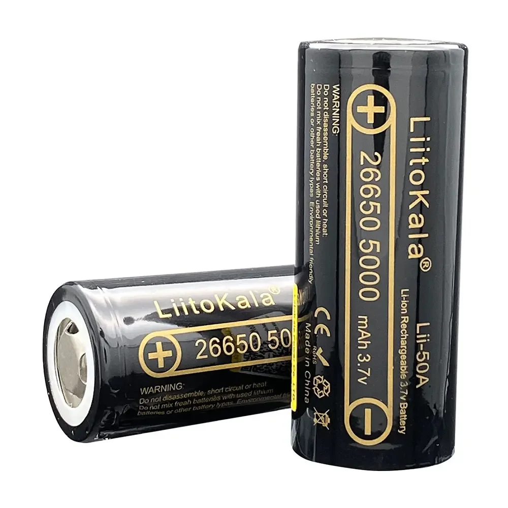 Hot High Capacity LiitoKala 26650 5000mAh 3.7v Li-ion Rechargeable Battery 26650-50A battery for Flashlight 20A new  packing