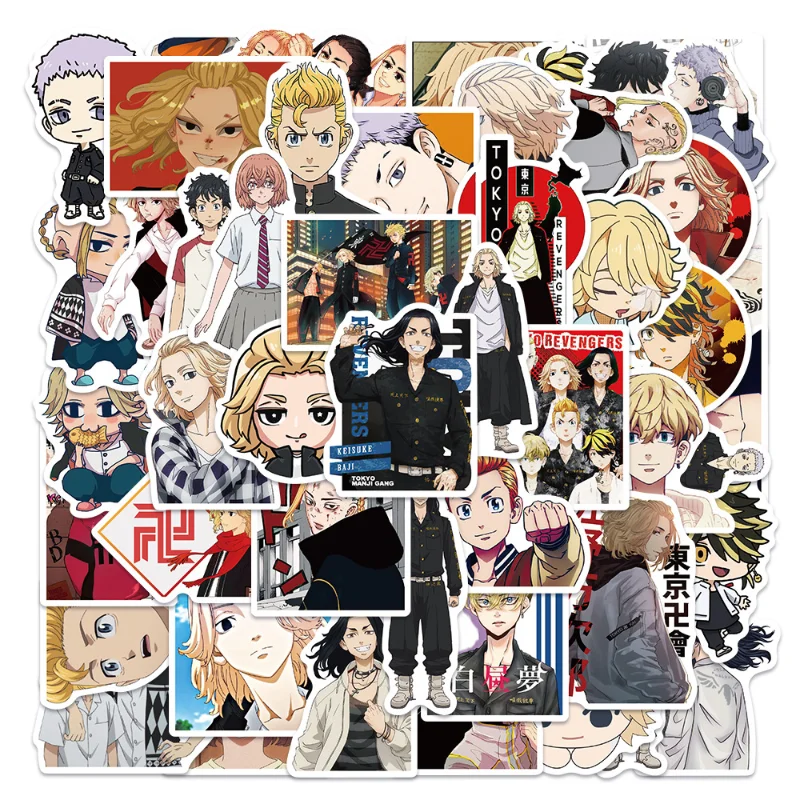 50/30/10PCS Mikey Draken Takemichi Anime Surrounding Graffiti Stickers Luggage Notebook Handbook Decorative Stickers Waterproof