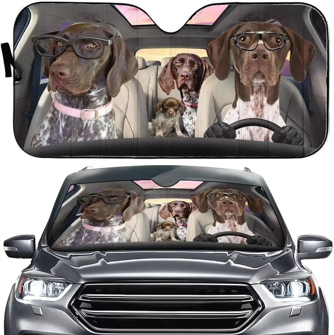 Catholic German Shorthaired Pointer in Car Sunshade Cute Dog Driving Sunshade, Gift for Lovers Windshield Durable Material Auto