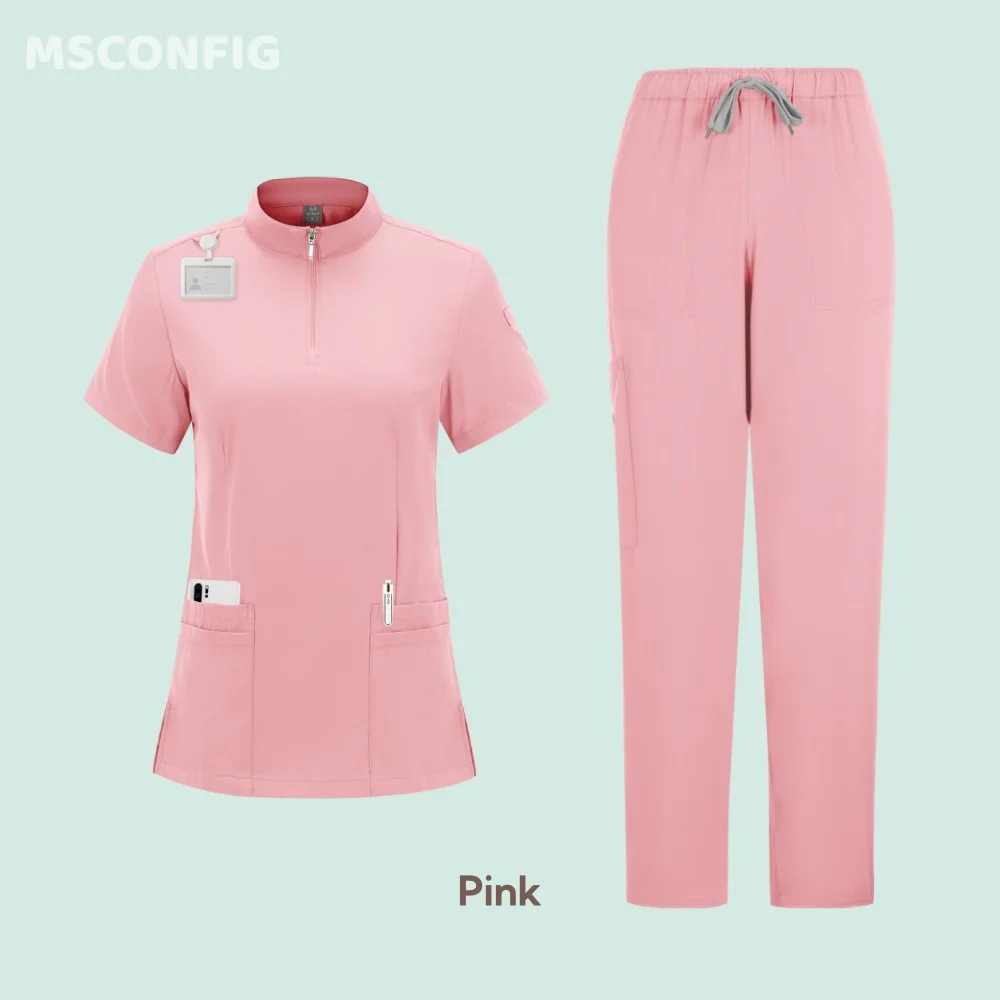 ชุดยูนิฟอร์มแพทย์ผ่าตัดสำหรับบุรุษและสตรี ชุดทำงานสำหรับเภสัชกร คลินิกทันตกรรม พยาบาล เสื้อซิป กางเกงลำลอง ชุดทำงาน