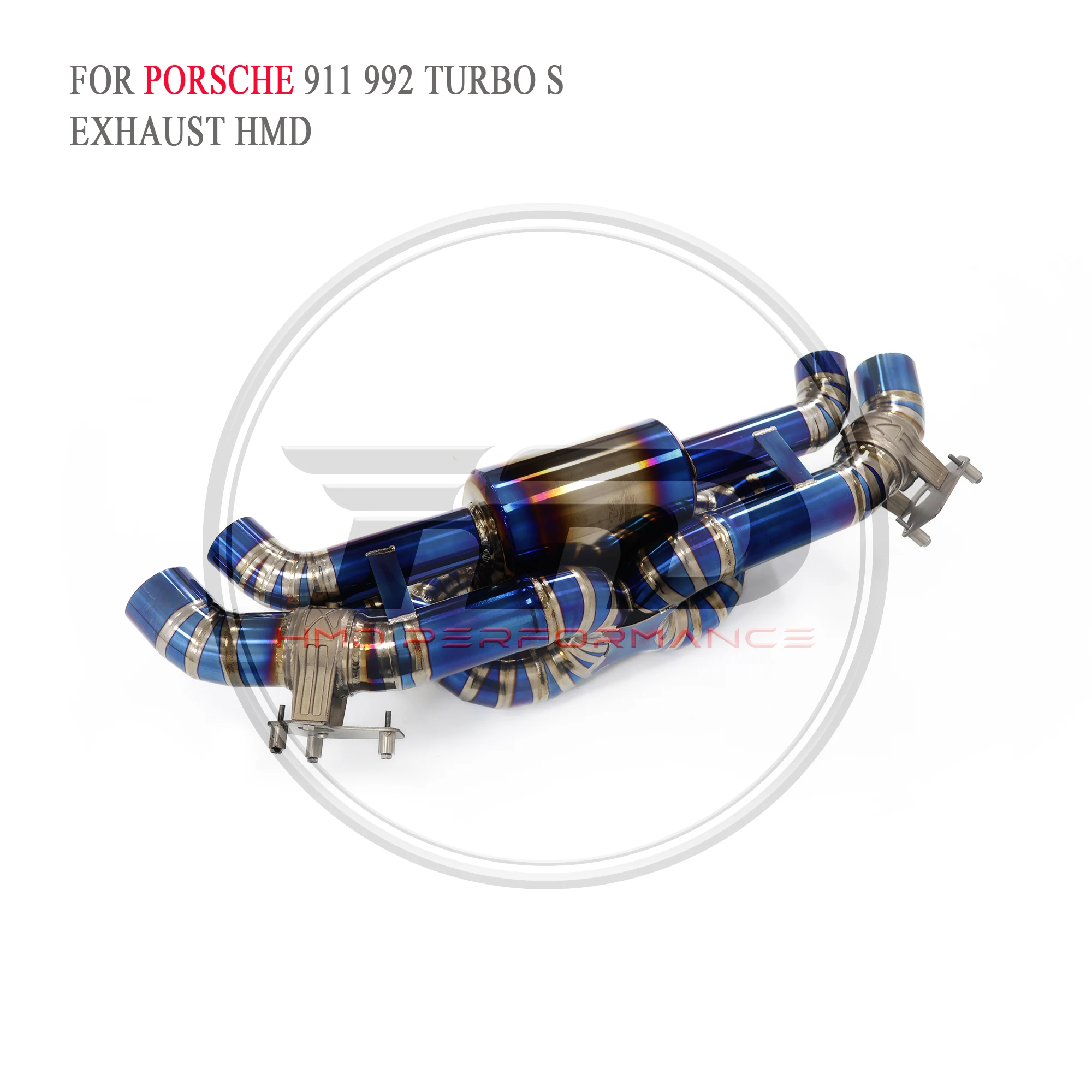 HMD Titanium Exhaust System Performance Catback for Porsche 911 992 TURBO S Muffler With Valves