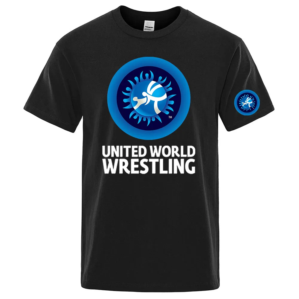 Image of United World Wrestling UWW Logo Herren-Kurzarmhemden sind geeignet für Sommer-Rundhals-Shirts und T-Shirts