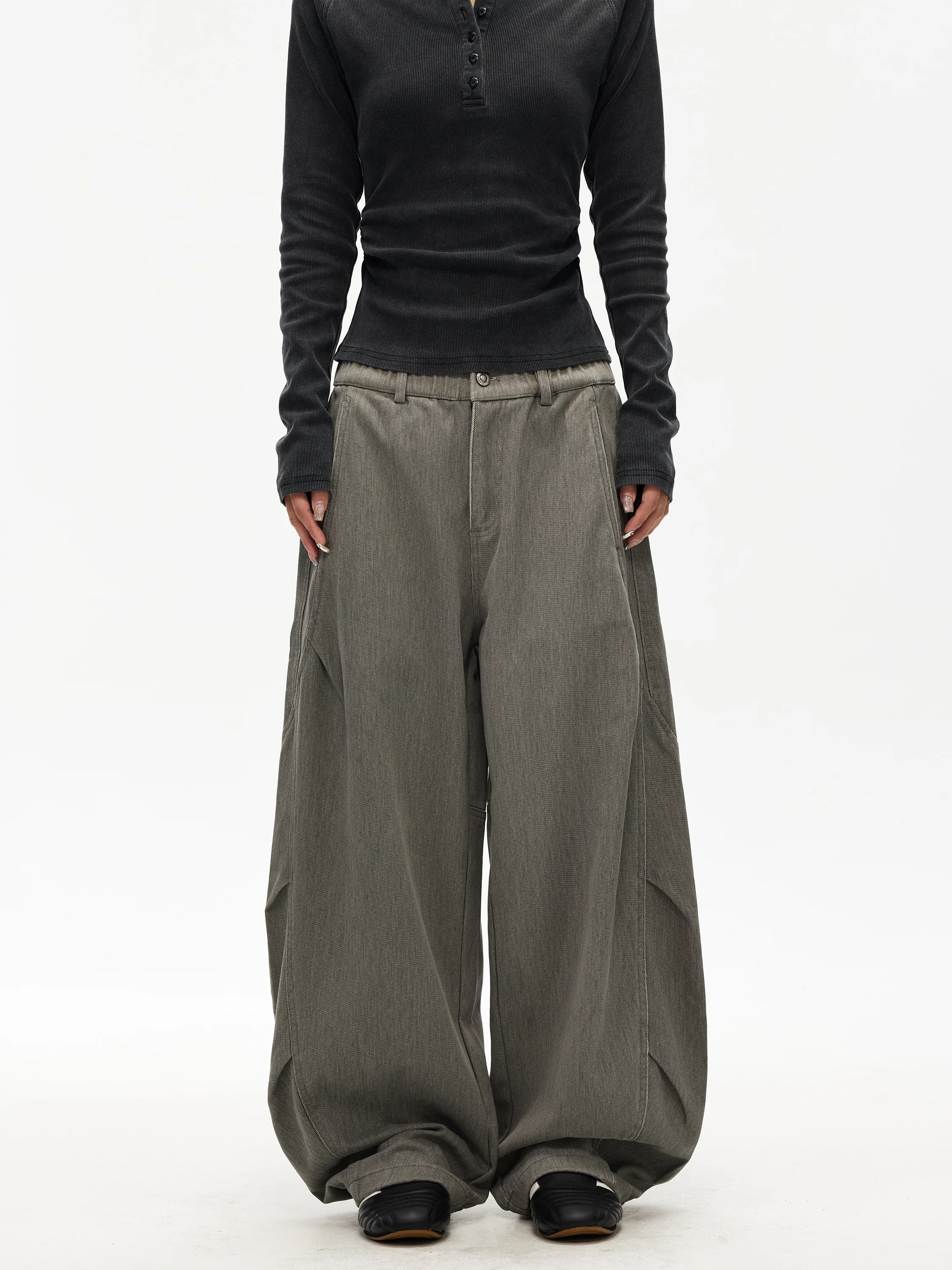 Calça Jeans Retrô Americana Lavada de Perna Larga Unissex Casual Solta para Casal Cintura Média 100% Algodão com Fechamento p...