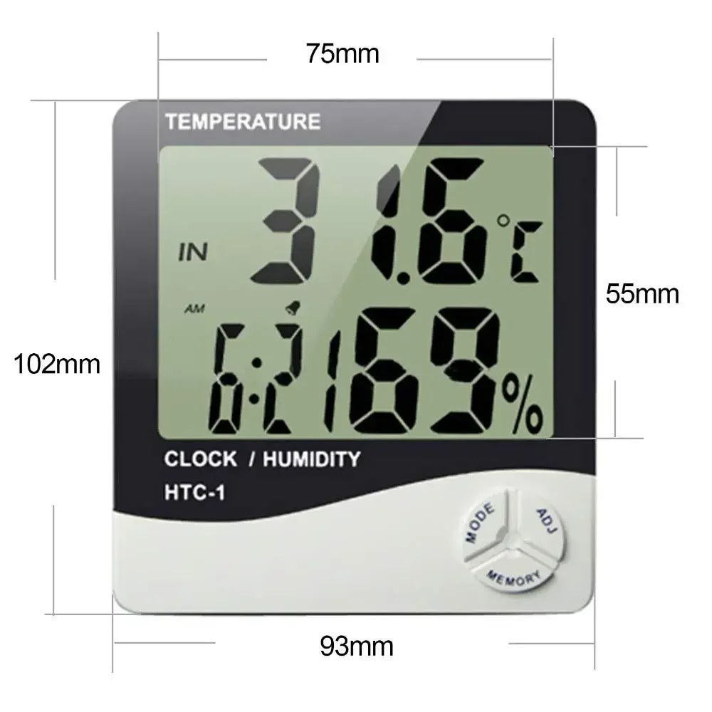 LCD Electronic Digital Temperature Humidity Meter Household Electronic Thermohygrometer Weather Station With Clock