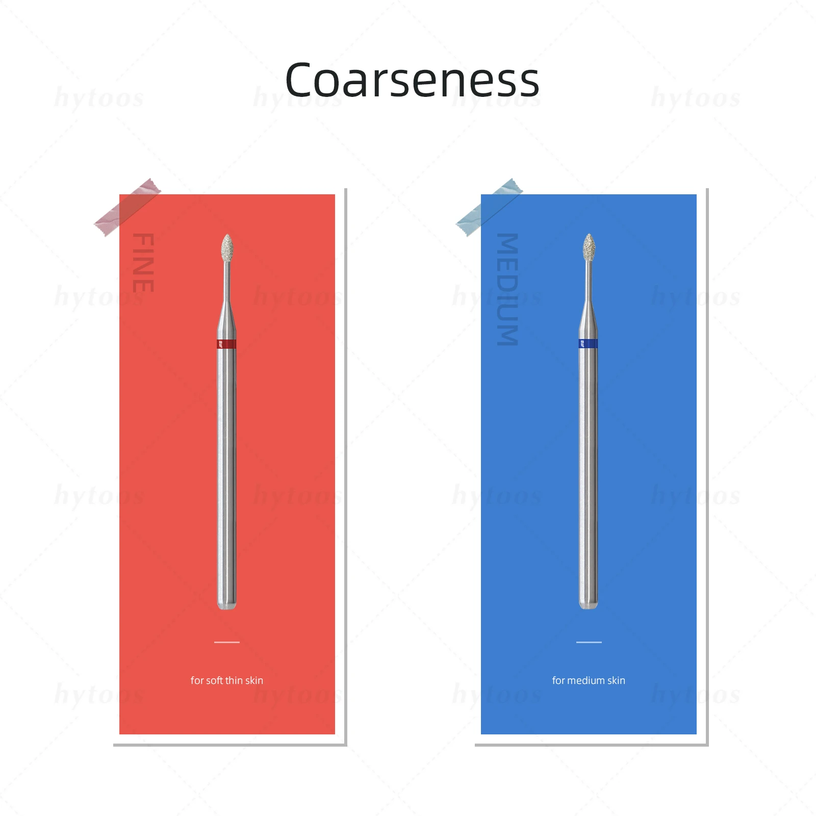 HYTOOS 3/32'' 1mm Mini Flame Diamond Nail Drill Bit Russian Cuticle Cleaner Under Nail Dead Skin Remover Safety Professional