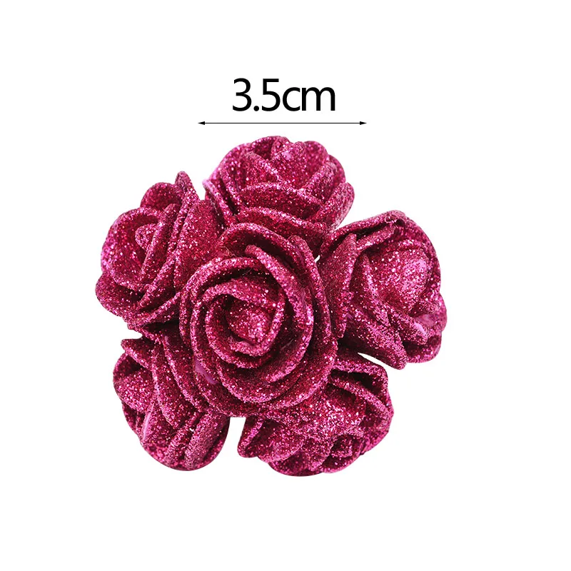 High Quality 36/72Pcs 3.5cm Glitter Gold Silver Red Artificial Flowers Fake Rose For Wedding Birthday Party Decoration DIY Craft