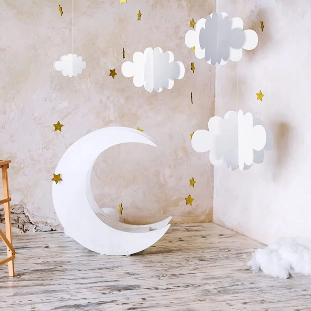 16PCS 3D Cloud Decorations White Hanging Clouds for Ceiling Cloud Party Decorations Cloud Ornaments Hanging Ceiling Decoration