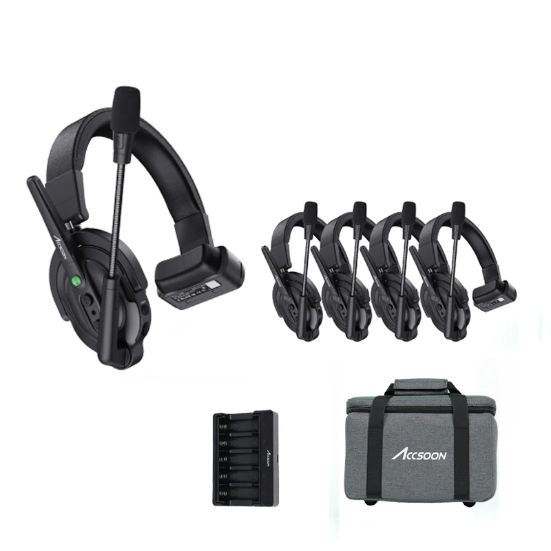 Accsoon CoMo SE Wireless Headset Intercom Communication Headphones System for 5 user 2.4GHz Full-duplex ENC