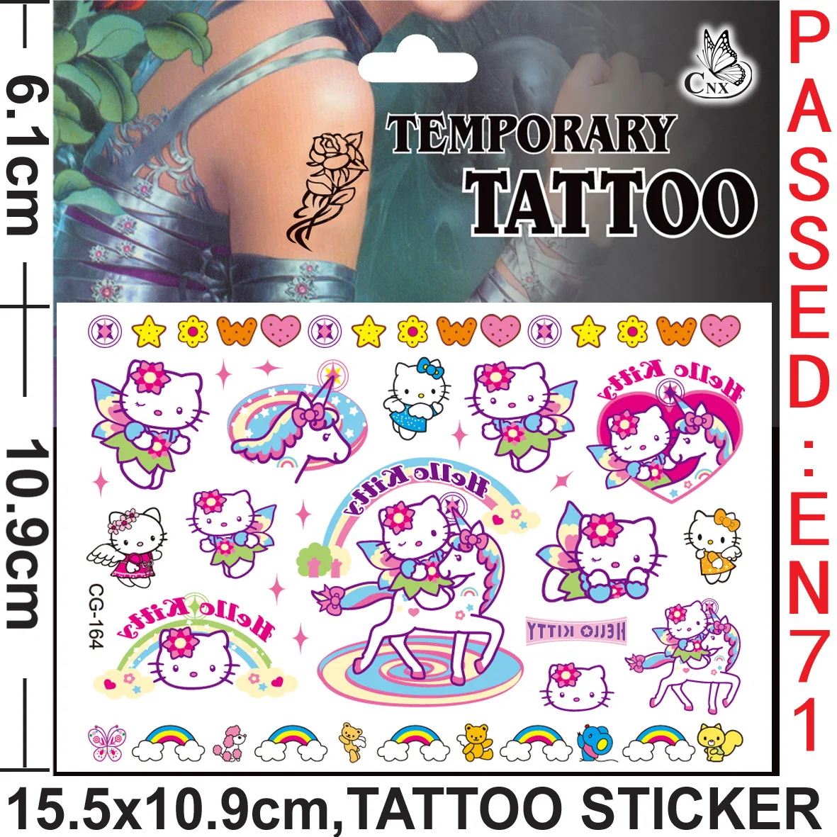 Hello Kitty Tattoo Stickers Kawaii Anime Figure Toys Cute Cartoon Sanrio Cosplay Sticker Kids Happy Birthday Party Decoration