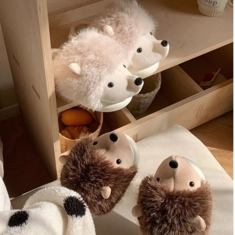 

Winter Fun 3D Hedgehog Warm Women's Cotton Slippers with Anti slip Soft Bottom Comfortable Home Shoes Y2K Girls' FashionSlippers