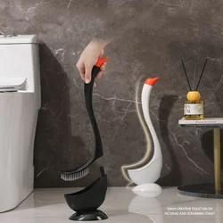 Swan Shape Toilet Brush Clean No Dead Corner Bathroom Toilet Toilet Vertical Cleaning Brush with Base Bathroom Products