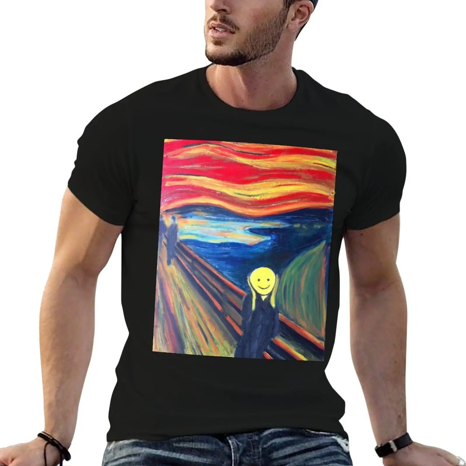

t mens Scream, oversize (The graphic print t anime Munch) shirt T-Shirt after Smile shirts shirts custom t The