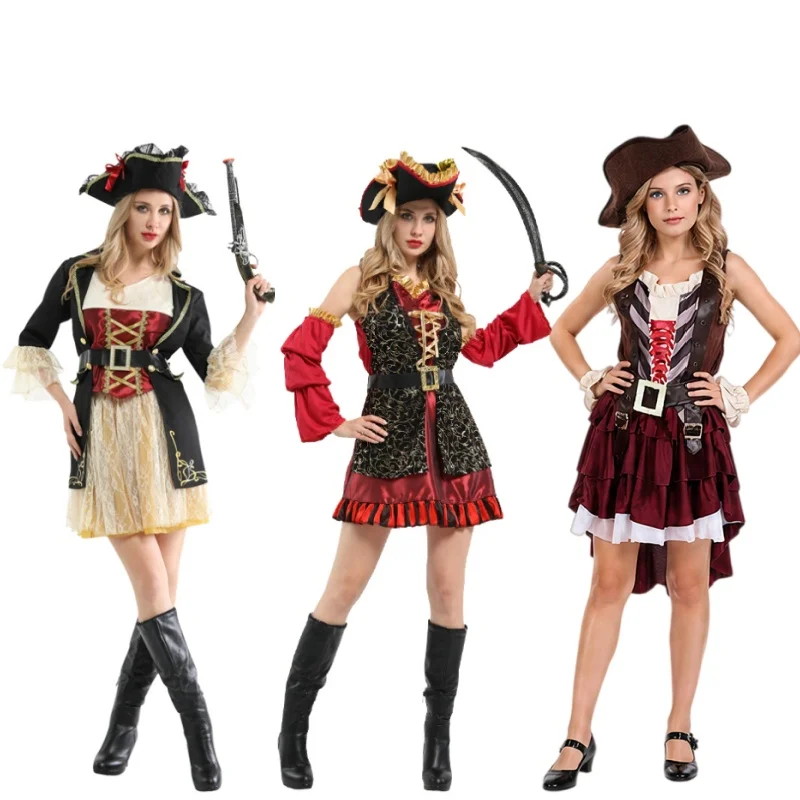 Erwachsenen-Kostüm im Retro-Gothic-Stil: Damen-Piratenkleid für Themenpartys und Rollenspiele