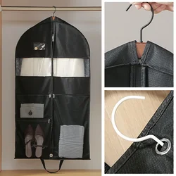 Portable Hanging Garment Bag Clothing Dust Cover Travel Garment Bag with Mesh Pockets Closet Clothes Dustproof Storage Protector