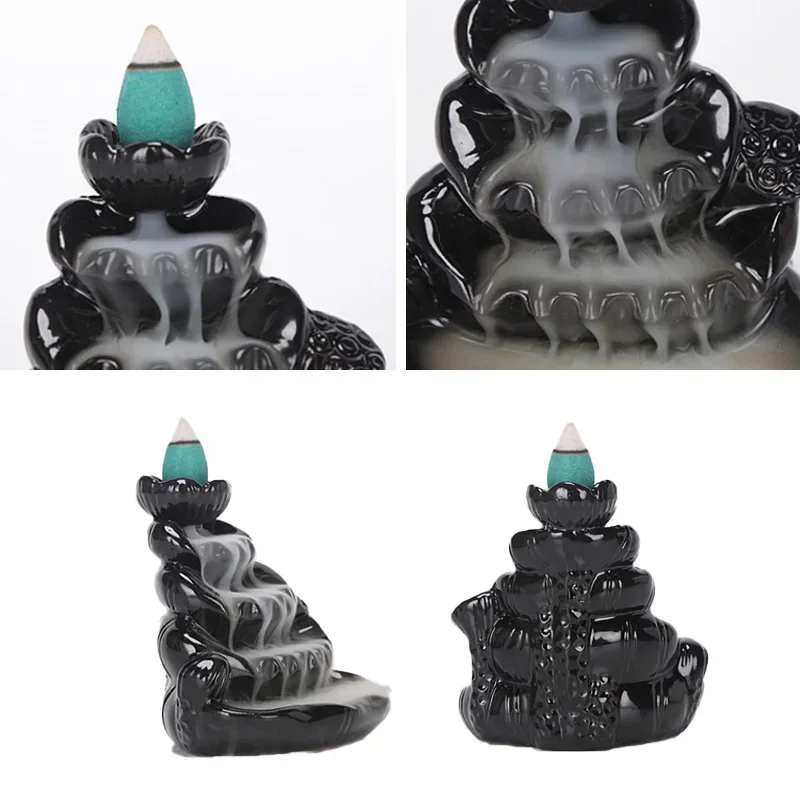 Backflow Incense Burner Ceramic Waterfall Incense Stick Burner Zen Censer Holder Teahouse Yoga Meditation Room Home Decoration