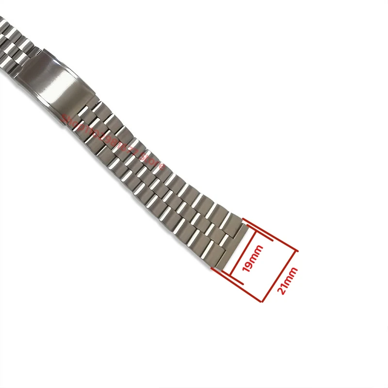 19mm Silver Stainless Steel Universal Straight End President Watch Strap Band Bracelet Fit for Seiko 6138 Series Watch