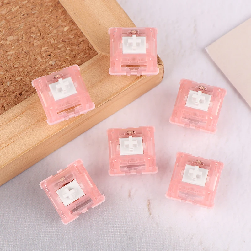 10 PCS CIY Sakura Switch Linear Switch 37g For Gaming Mechanical Keyboard Pink Plastic Long Spring