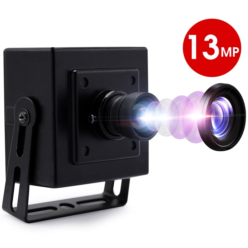 

ELP USB Camera 13MP High Resolution Webcam with No Distortion Lens High Speed 30fps Mini Camera for 3D Scanner Conference Video