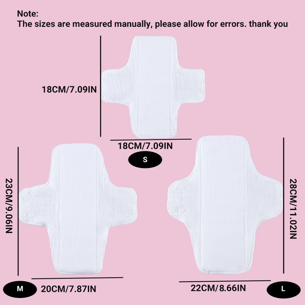 6pcs Fast Dry High Absorbency Washable Sanitary Pads Soft Cotton Yarn Lining Daily Pads for Lying-in Woman Mild Urinary Leakage