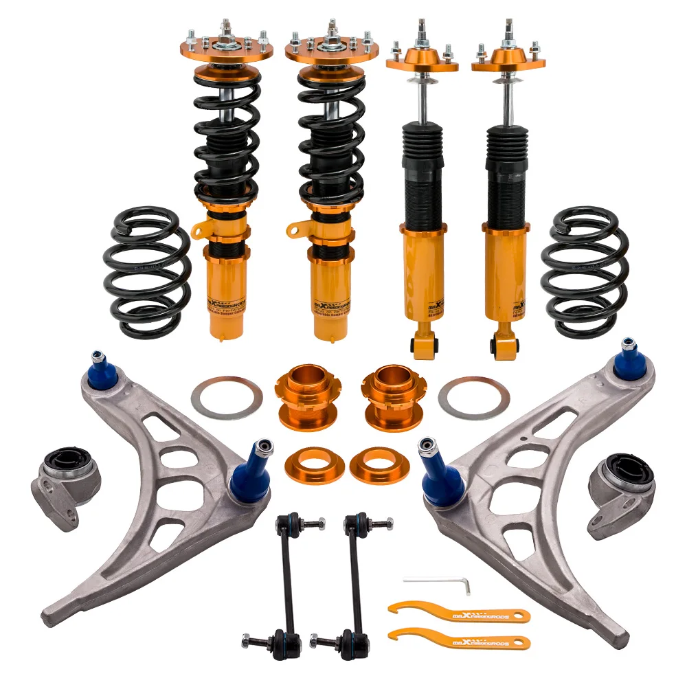 Adjust Coilovers Control Arms Kit for BMW E46 Saloon 320i 325i 328i 330i 98-05 Springs For 3 2-door Convertible 330ci 325ci