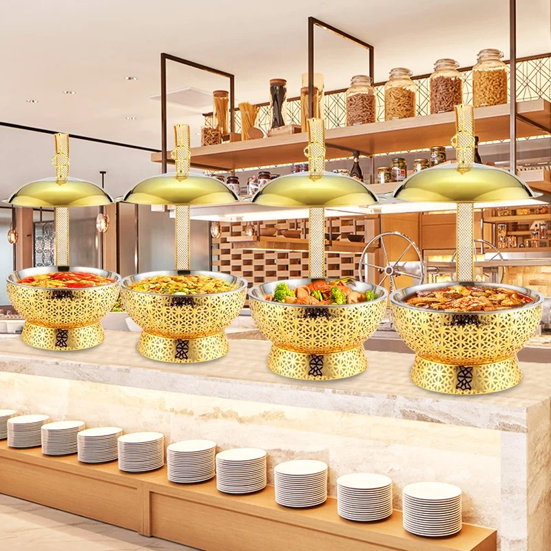 

Hot Sale Hotel Catering Buffet Chafer 8l Stainless Steel Food Warmers Luxury Gold Chafing Dish For Wedding
