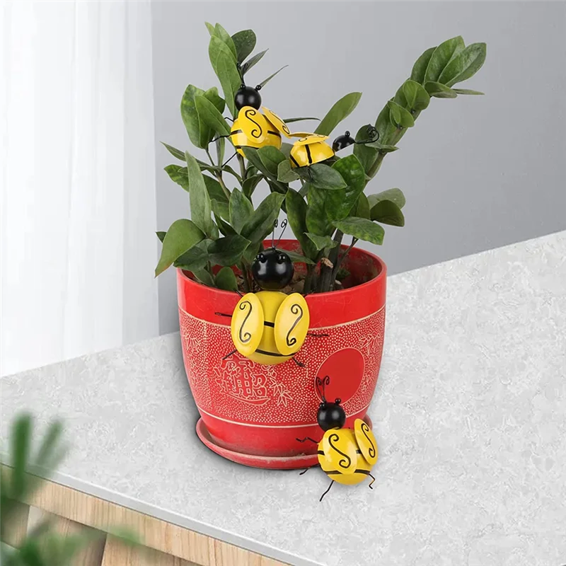 -ABJZ Metall-Bienen-Wanddekoration, 3D-Hummel, Wandkunst, Dekoration, Biene, Wandkunst, Skulptur zum Aufhängen, 4 Stück