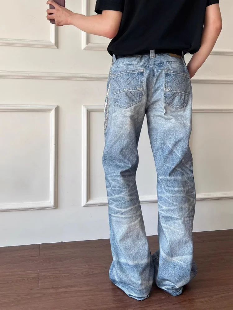 2026 Cyber Y2K Streetwear 3D Printed Washed Blue Baggy Jeans Pants For Men Clothing Straight Vintage Denim Trousers Moda Hombre