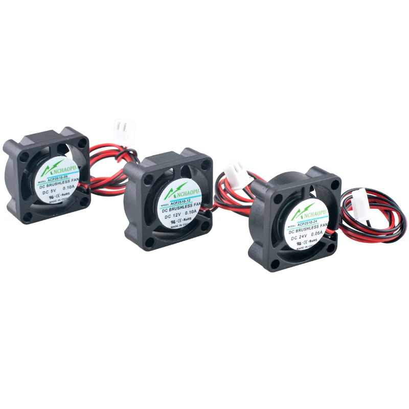 ANCHAOPU 2.5cm 25mm Fan 25x25x10mm DC5V/12V/24V 2pin Micro Axial Flow Fan Cooling Fan for Projectors/Raspberry Pi/Atomizers