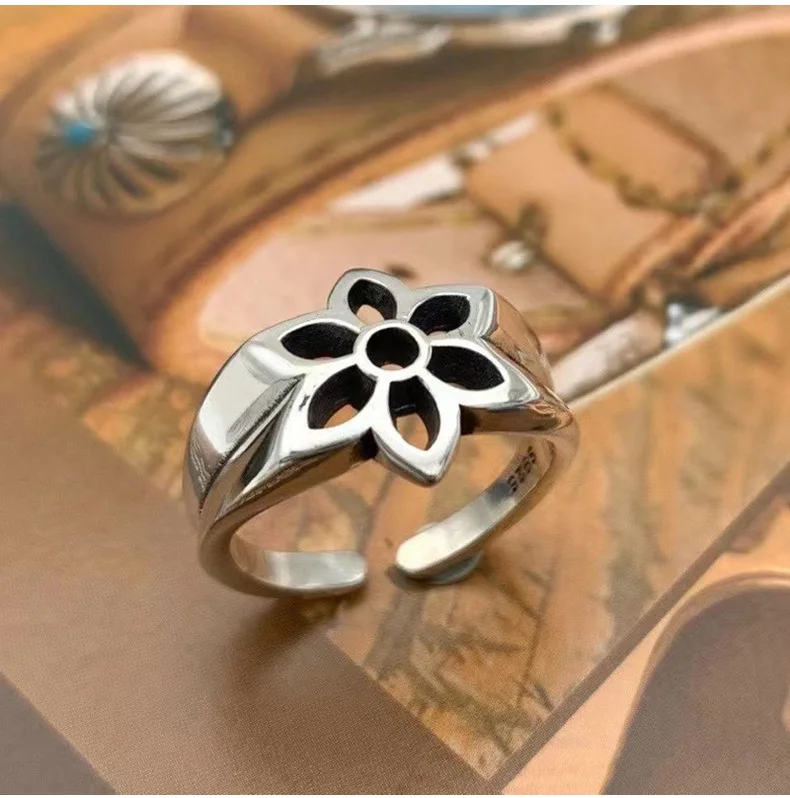 GBS925 Sterling Silver Tide Brand Sakura Personality hip hop everything with index finger Ring