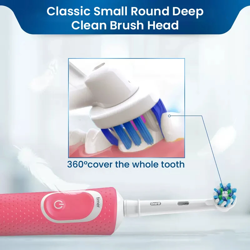 Oral B D100 Rechargeable Toothbrush for Adult Cross Action Clean Tooth 2D Rotation Vitality Electric Toothbrush Timer Waterproof