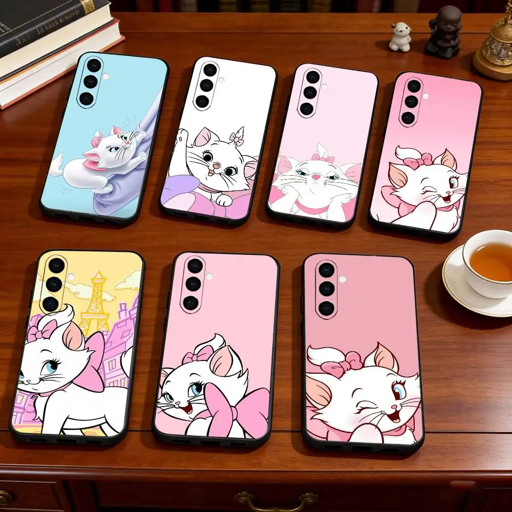 Cute Cartoon Cat Phone Case For Samsung Galaxy A73,A72,A71,A70,A53,A52,A51,Soft Silicone Black Cover Gift