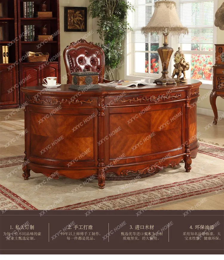

NN desk, solid wood boss desk, semi-circular curved computer deskTJ