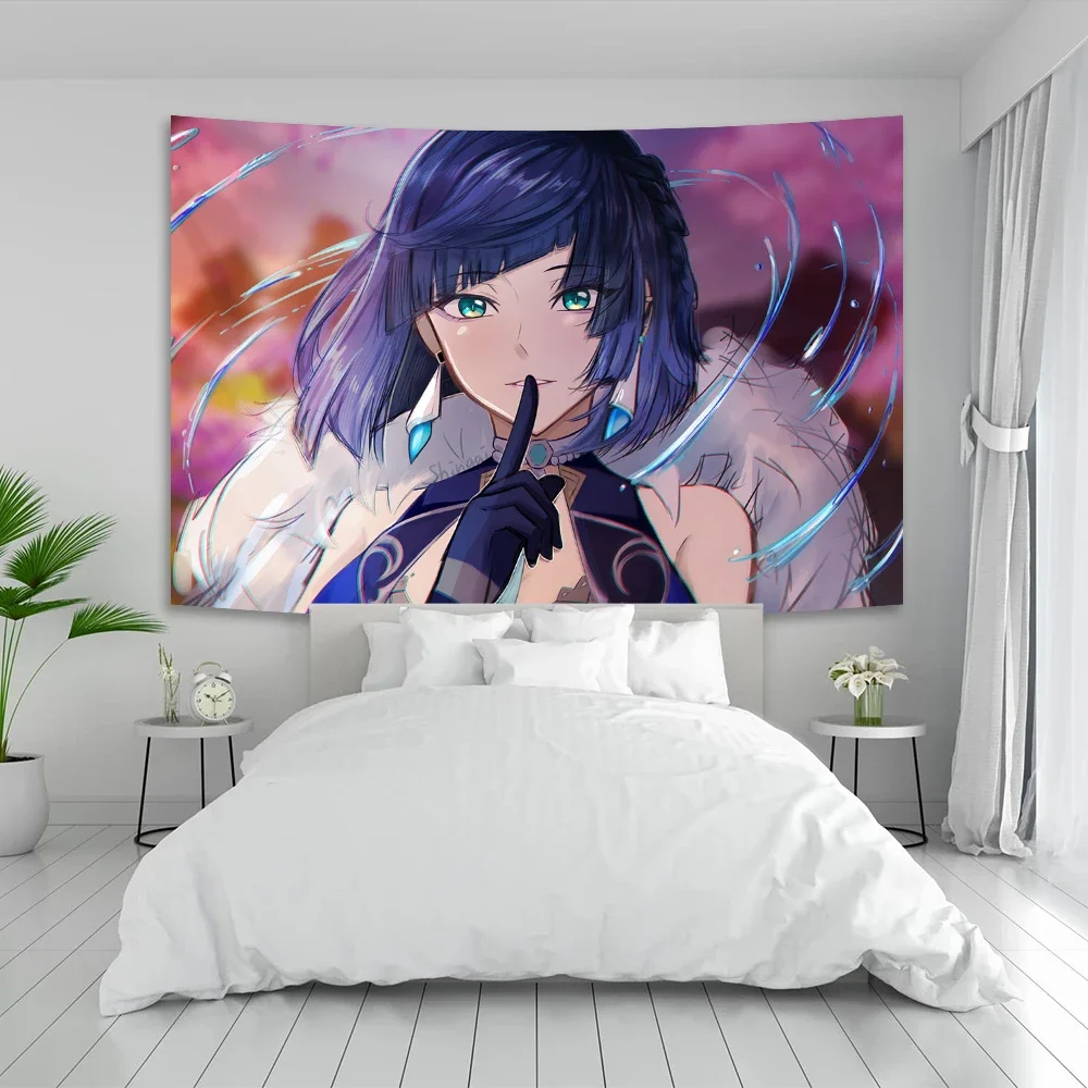 90x150cm Genshin Impact Poster Cartoon Anime Game Tapestry Kawai Vintage Bar Cafe Club Wall Decor Gifts
