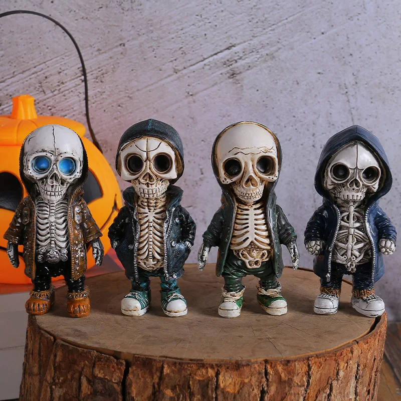 

1pc Cool Skeleton Figures, Skeleton Statue, Collectible Gothic Skull Sculpture Decoration Gifts goth For Home Office Room Decor
