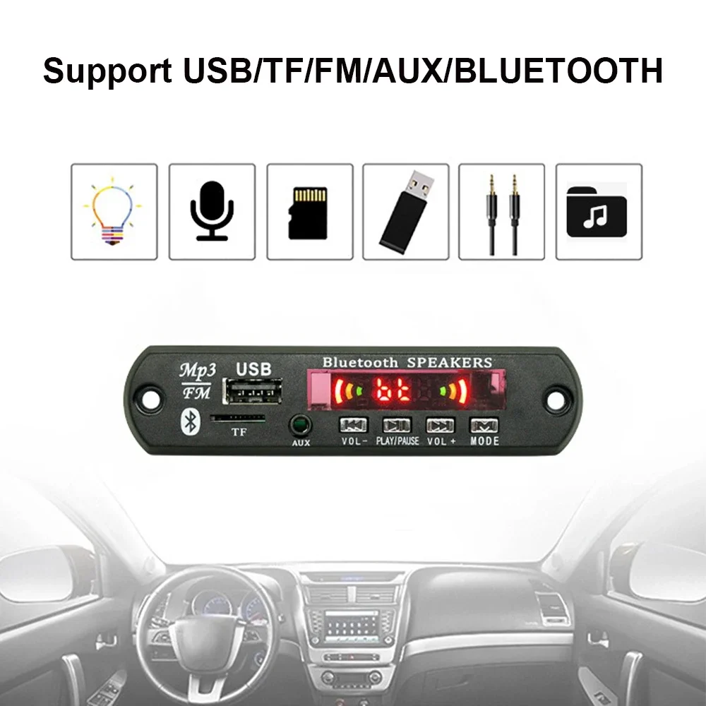 9V-12V WMA MP3 Decoder Board Bluetooth Module Receiver Car Audio Speaker Board USB TF FM Radio Module with Remote Control