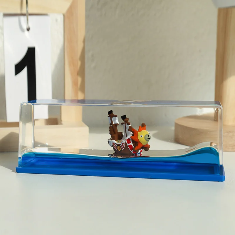 Anime One Piece Thousand Sunny Drift Flasche Cartoon Dekoration Modell Acryl Flüssigkeit Drift Flasche Spielzeug für Kinder Geburtstag Geschenk