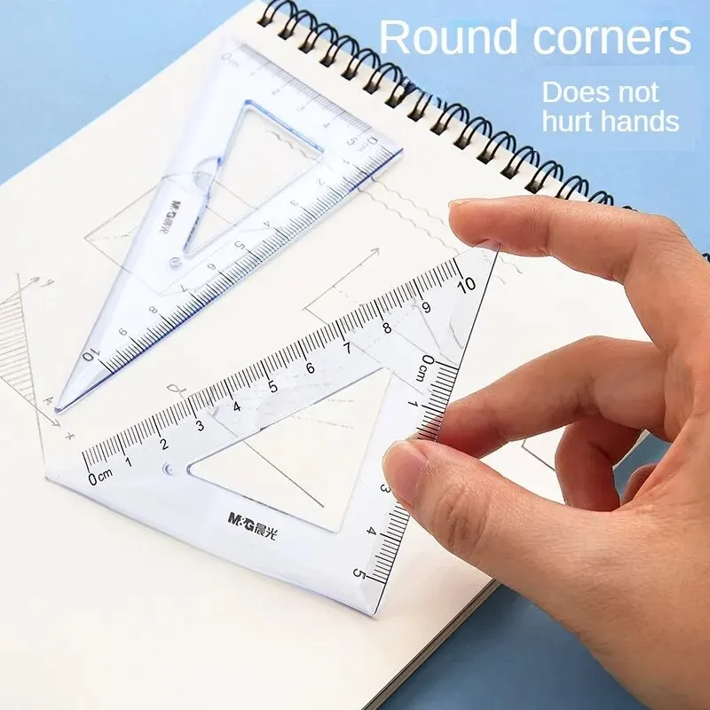 M&G 4pcs Miffy Student Soft Ruler Large Set (20cm/15cm Straight Ruler/Triangular Ruler*2/Protractor)  for Measuring Drawing Blue