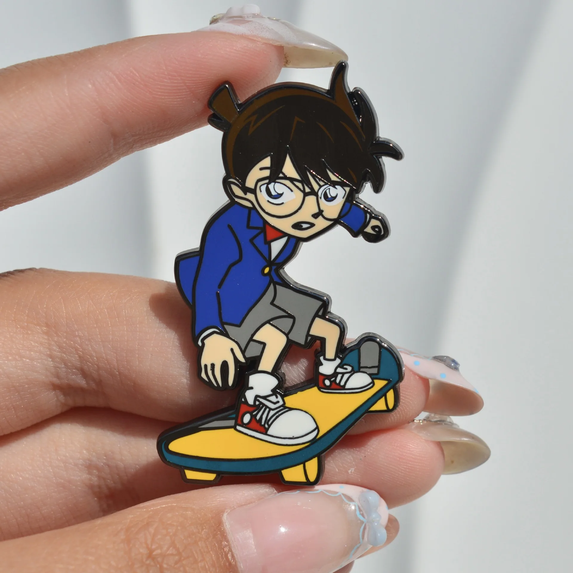 Alfileres esmaltados Edogawa Conan, insignias de Metal de Detective Conan de Anime, broches de animación de Manga japonesa, bolsa, mochila, ropa, solapa, Cosplay