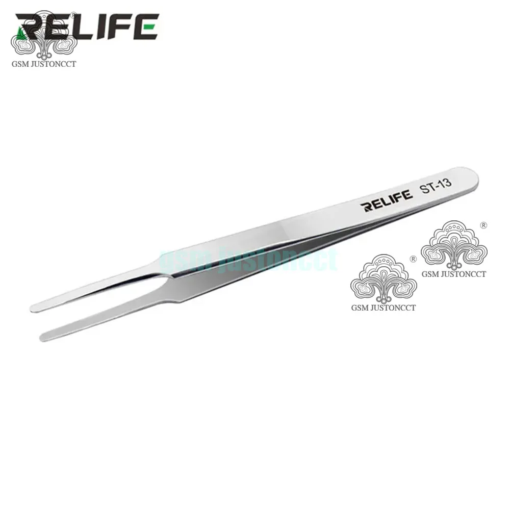 RELIFE ST-13 Precision Flat Tip Tweezers High Hardness Durable Used in Cell Phone Battery/Mobile Phone Motherboard/IC Repair